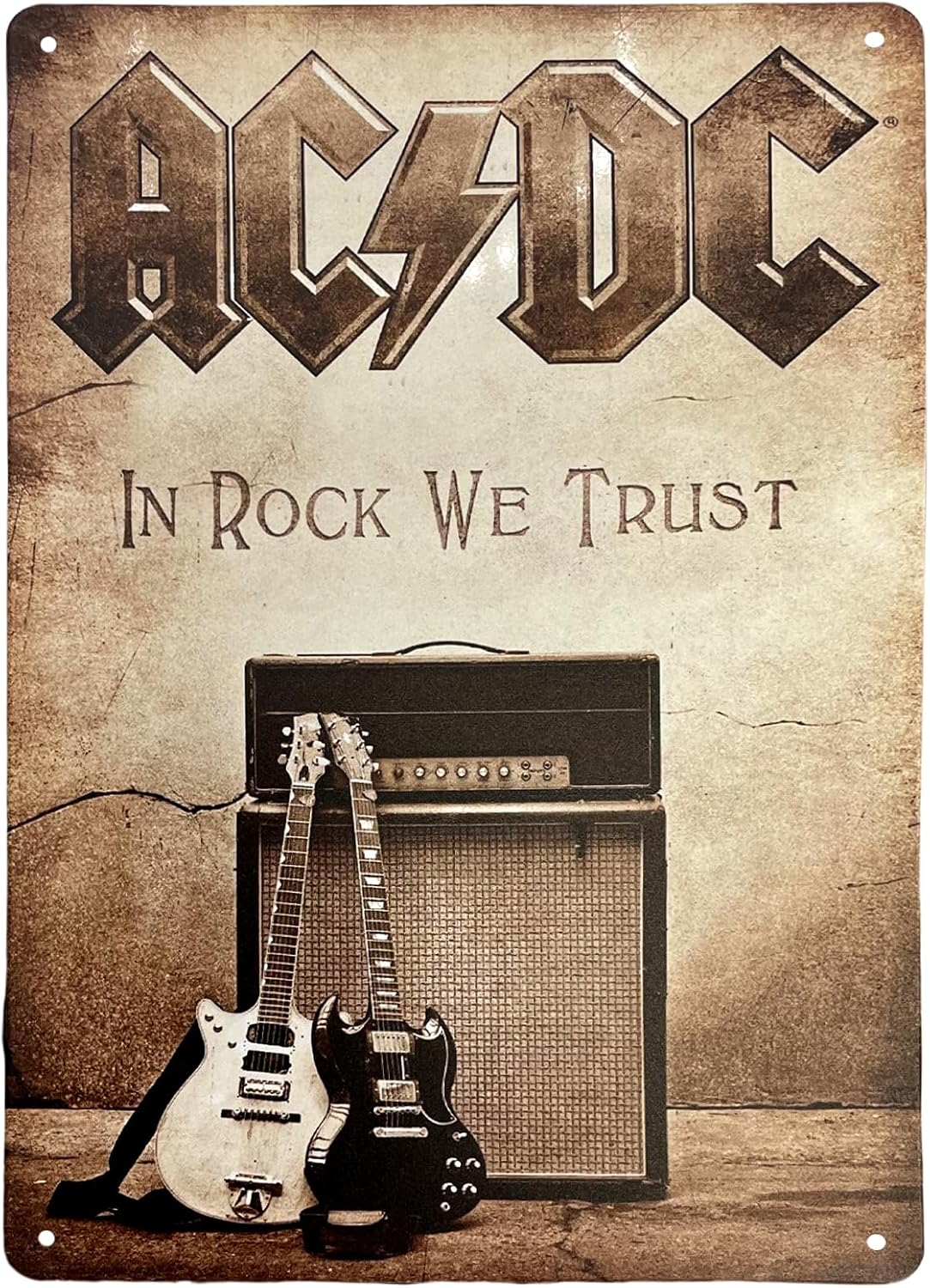 Vintage Collectible Posters - Y1,AVIKURA ヴィンテージメタルティンサイン「IN ROCK WE TRUST」、ポスター、壁飾り、吊り下げサイン、アートコレクション（バー、パブ、ガストロパブ、ビス用）