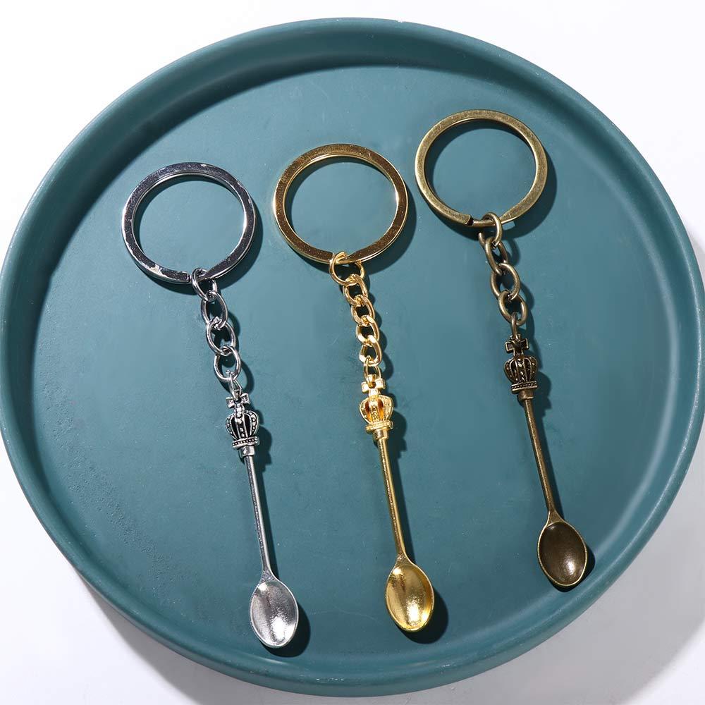 Vintage Collectible Spoons - ヴィンテージキッチンスプーンキーホルダー,男性用,シルバーカラー,メタルホルダー,DIYギフト,新しいファッション,30mm x 9mm, 57x9mm