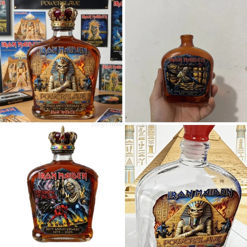 Vintage Collectible Liquor Bottles - ヴィンテージロックマミー彫刻の酒瓶、クリエイティブなガラス製ウイスキーデキャンタ（バーボンコレクション用）、ユニークなバー装飾