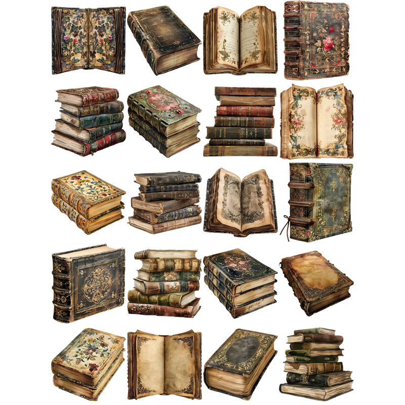 20 ピース/パックヴィンテージブックステッカー DIY ク - Vintage Collectible Books のレビューと価格