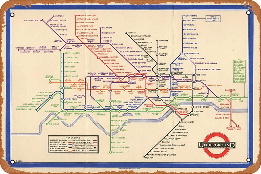 ミュエクドア レトロ ロンドン地下鉄地図（1933年）ポスタ - Vintage Collectible Posters のレビューと価格