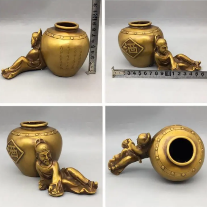 アンティーク真鍮製の李白「酔仙」像 - 真鍮製の香炉、筆洗、 - Vintage Collectible Pens のレビューと価格