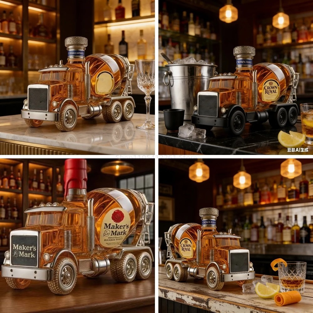ヴィンテージトラック型ガラス製ウイスキーデキャンタセット、男 - Vintage Collectible Liquor Bottles のレビューと価格